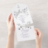 Royal Blue Floral All-in-One Uitnodiging (Afscheurbaar)