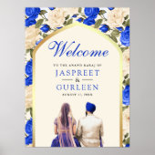 Royal Blue Floral Anand Karaj Affiche de bienvenue (Devant)