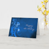 Royal Blue Floral Bonne carte d'anniversaire (Fleur jaune)
