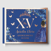 Royal Blue Floral Brown fille Quinceañera Rose or (Recto)