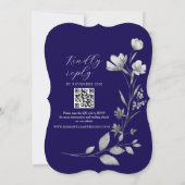 Royal Blue Floral bruiloft uitnodiging (Achterkant)