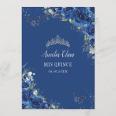 Royal Blue Floral Butterflies Quinceanera Menu (Dos)