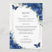 Royal Blue Floral Butterflies Quinceanera Menu (Devant)