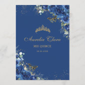 Royal Blue Floral Butterflies Quinceanera Menu (Dos)