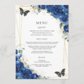 Royal Blue Floral Butterflies Quinceanera Menu (Devant)
