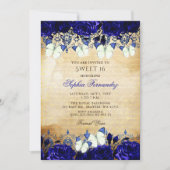 Royal Blue Floral Butterfly Sweet 16 Kaart (Voorkant)