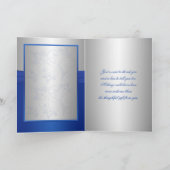 Royal Blue Floral et Silver Heart Carte de remerci (Intérieur)