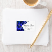 Royal Blue Floral Étiquette de adresse (En situation)