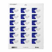 Royal Blue Floral Étiquette de adresse (Feuille entière)