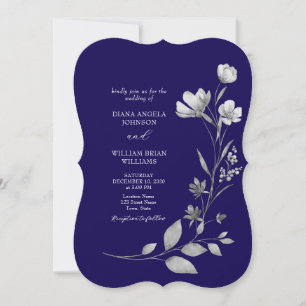 Royal Blue Floral Faire-part de mariage