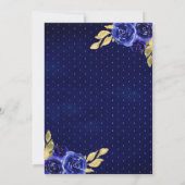 Royal Blue Floral Jurk Butterfly Gold Quinceanera Kaart (Achterkant)