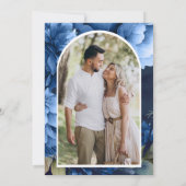 Royal Blue Floral Mason Jar foto bruiloft Save The Date (Achterkant)