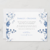 Royal Blue Floral Photo Mariage Carte de remerciem (Dos)