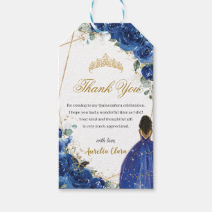 Royal Blue Floral Princess Quinceañera Birthday Cadeaulabel