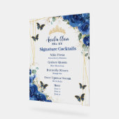 Royal Blue Floral Quinceanera Bar Boisson Menu (Angle)