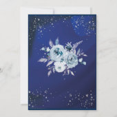 Royal Blue Floral Quinceañera Kaart (Achterkant)