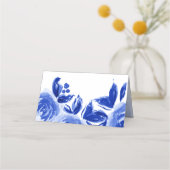 Royal Blue Floral Wedding Table Place Cards (Achterkant)