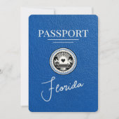 Royal Blue Florida Passport Bewaar de datum Save The Date (Voorkant)