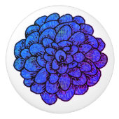 Royal Blue Flower Keramische Knop (Voorkant)