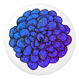 Royal Blue Flower Keramische Knop