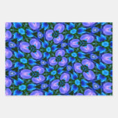 Royal Blue Flower Pattern Inpakpapier Vel (Voorkant 3)