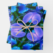 Royal Blue Flower Pattern Inpakpapier Vel (In situ)