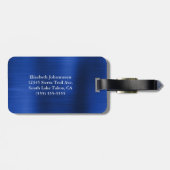 Royal Blue Folie Modern Brush Script First Name Bagagelabel (Achterkant horizontaal)