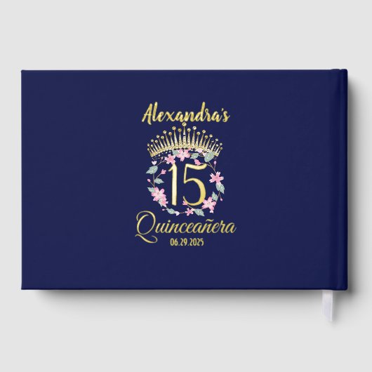 Royal Blue Foto  Boho Quinceañera Spaans Gastenboek (Achterkant)