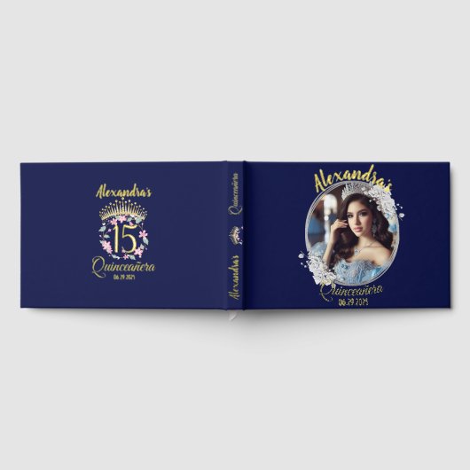 Royal Blue Foto Boho Quinceañera Spaans Gastenboek (Volledig)