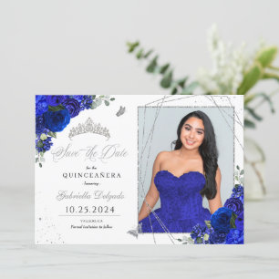 Royal Blue fotokaart Quinceañera Sla de datum op Kaart