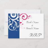 Royal Blue/Fuchsia Swirl Bruiloft RSVP Antwoord (Voorkant)