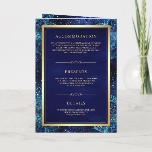 Royal Blue Galaxy Mandala QR Code Indian Wedding (Achterkant)