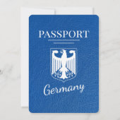 Royal Blue Germany Passport Wedding Kaart (Achterkant)