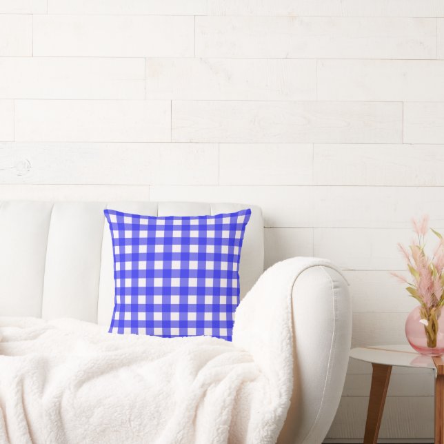 Royal Blue Gingham Basic geruit patroon Kussen (Bank)