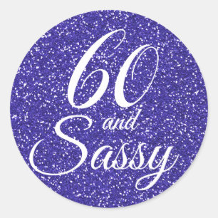 Royal Blue Glitter 60 en Sassy 60th Birthday Ronde Sticker