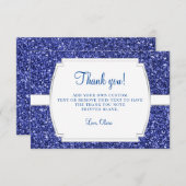 Royal Blue Glitter - Bedankt kaarten (Voorkant / Achterkant)