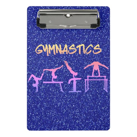 Royal Blue Glitter Gymnastics Mini Klembord (Voorkant)