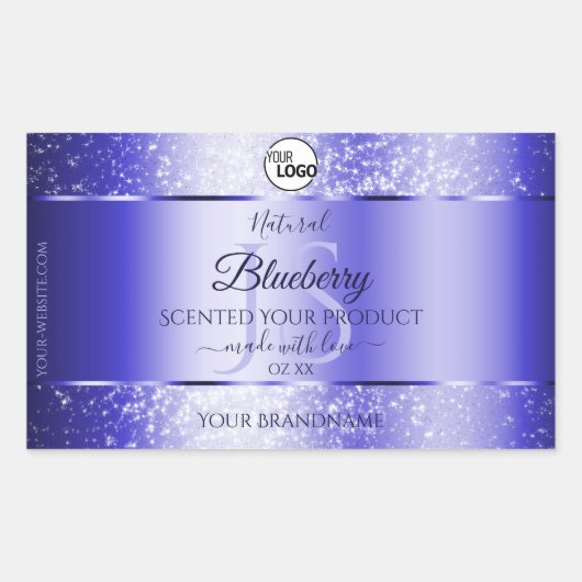 Royal Blue Glitter Product Labels Monogram Logo (Voorkant)