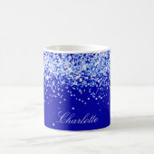 Royal blue glitter sparkles name script koffiemok (Center)