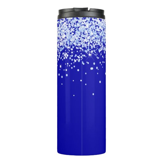 Royal blue glitter sparkles name script thermosbeker (Achterkant)