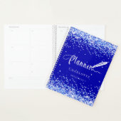Royal blue glitter sprankelt naam glam 2026 planner (Display)
