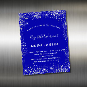 Royal blue glitter verjaardagsdagsnodigmagneet