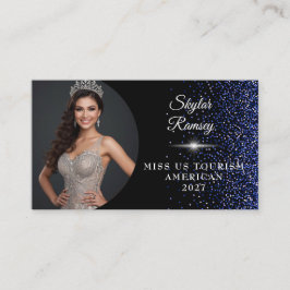 Royal Blue Glitz Pageant Business Card Visitekaartje