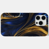 Royal Blue Gold Abstract Swirl Case-Mate iPhone Case (Achterkant (horizontaal))