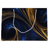 Royal Blue Gold Abstract Swirl Groot Cadeauzakje (Voorkant)