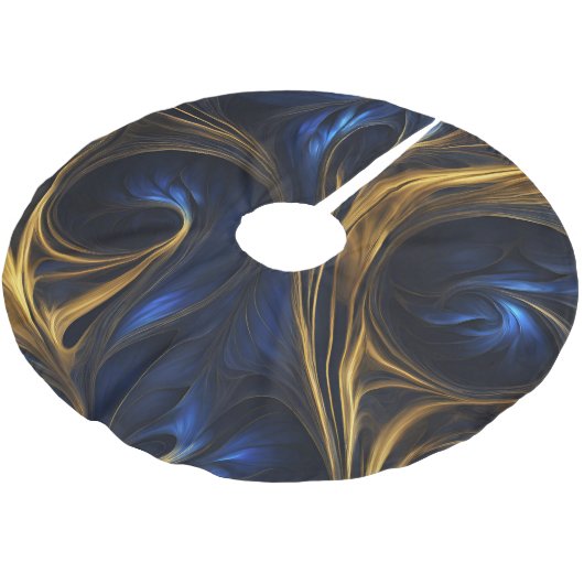 Royal Blue Gold Abstract Swirl Kerstboom Rok (Gekanteld)