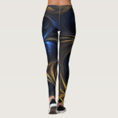 Royal Blue Gold Abstract Swirl Leggings (Achterkant)