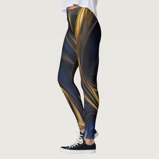 Royal Blue Gold Abstract Swirl Leggings (Links)