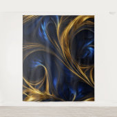 Royal Blue Gold Abstract Swirl Wandkleed (Voorkant)