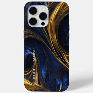 Royal Blue Gold Abstrait Swirl